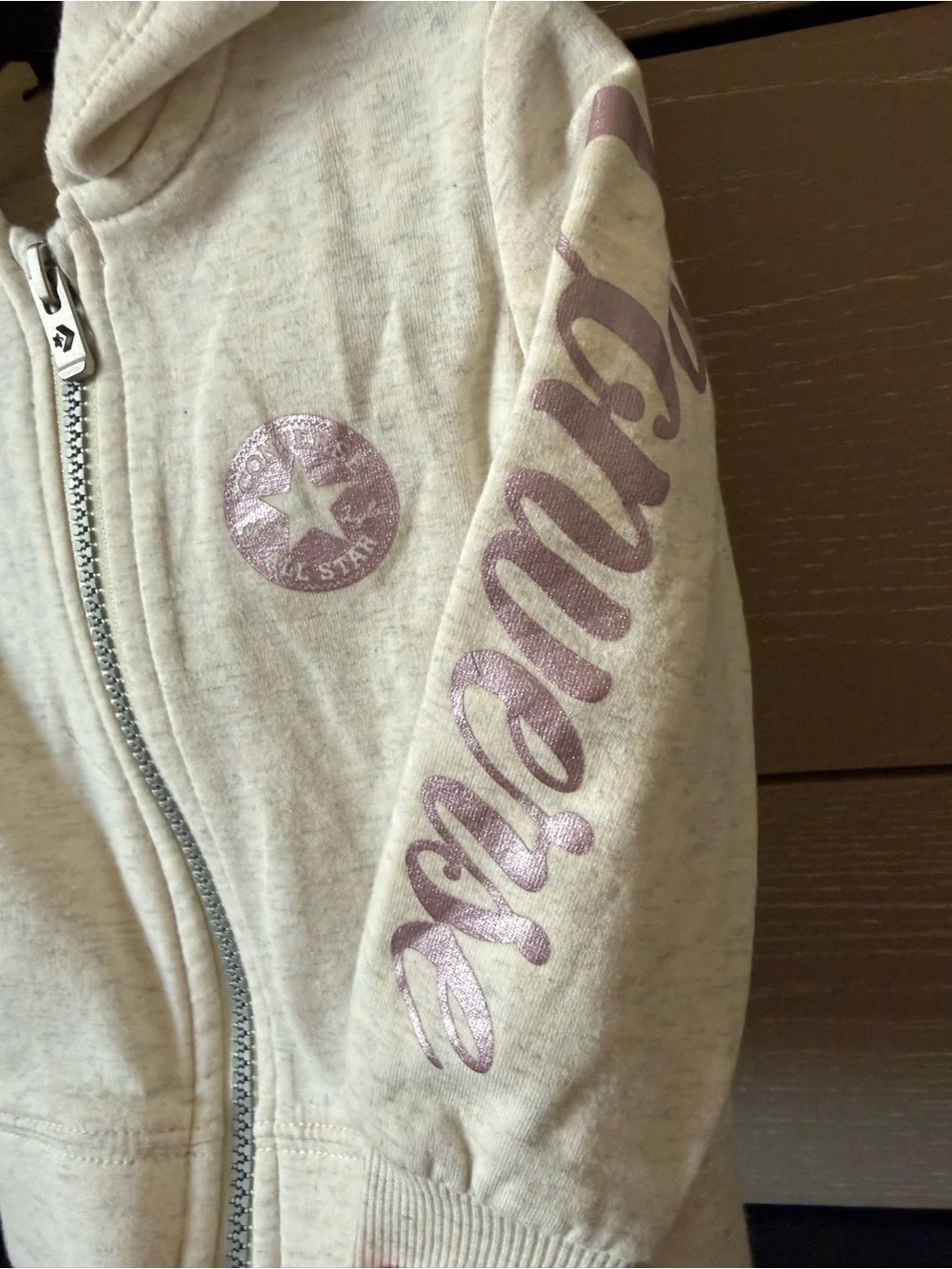 Converse Cream Sweat Outfit with Pink Logo